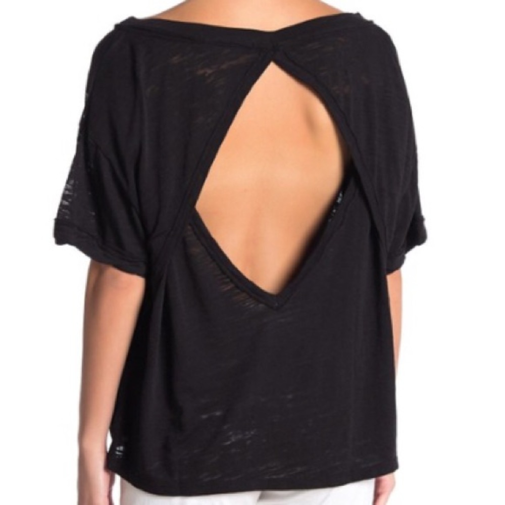 NWT - FREE PEOPLE • Viola Open Back Tee (BLACK)